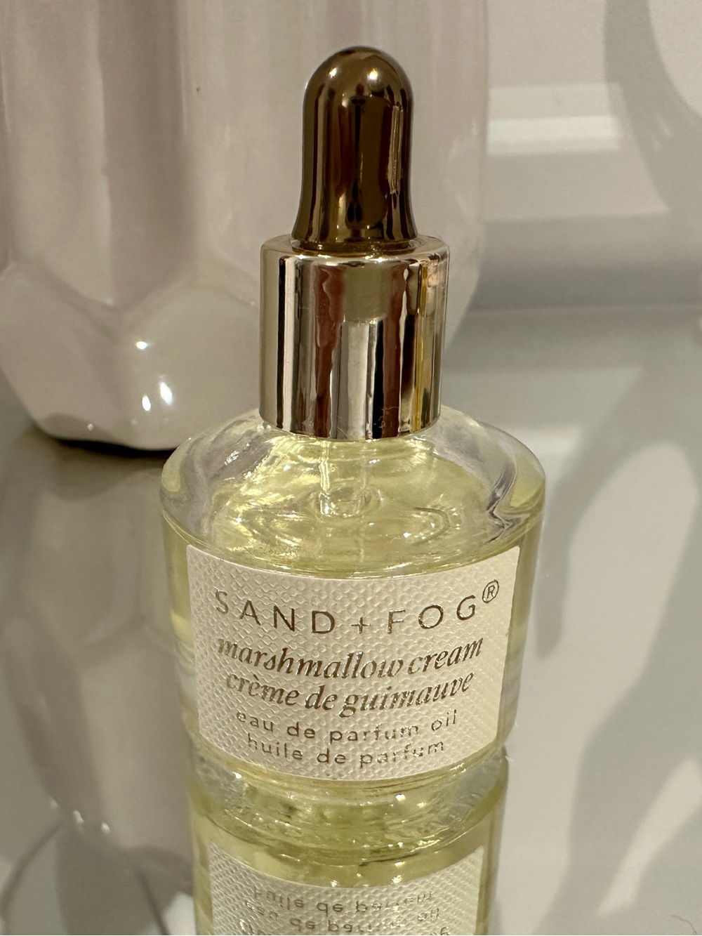 Marshmallow Cream Perfum Oil Gold Dropper, 10 ml Sand + Fog NWT